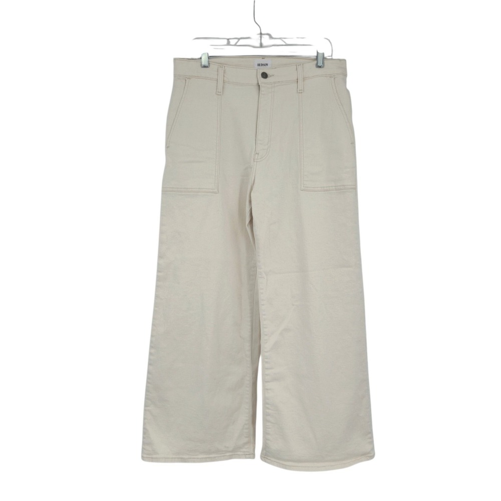 Hudson Jolene High Rise Wide Leg Crop Ankle Jeans Women 29 Ecru Off White Denim